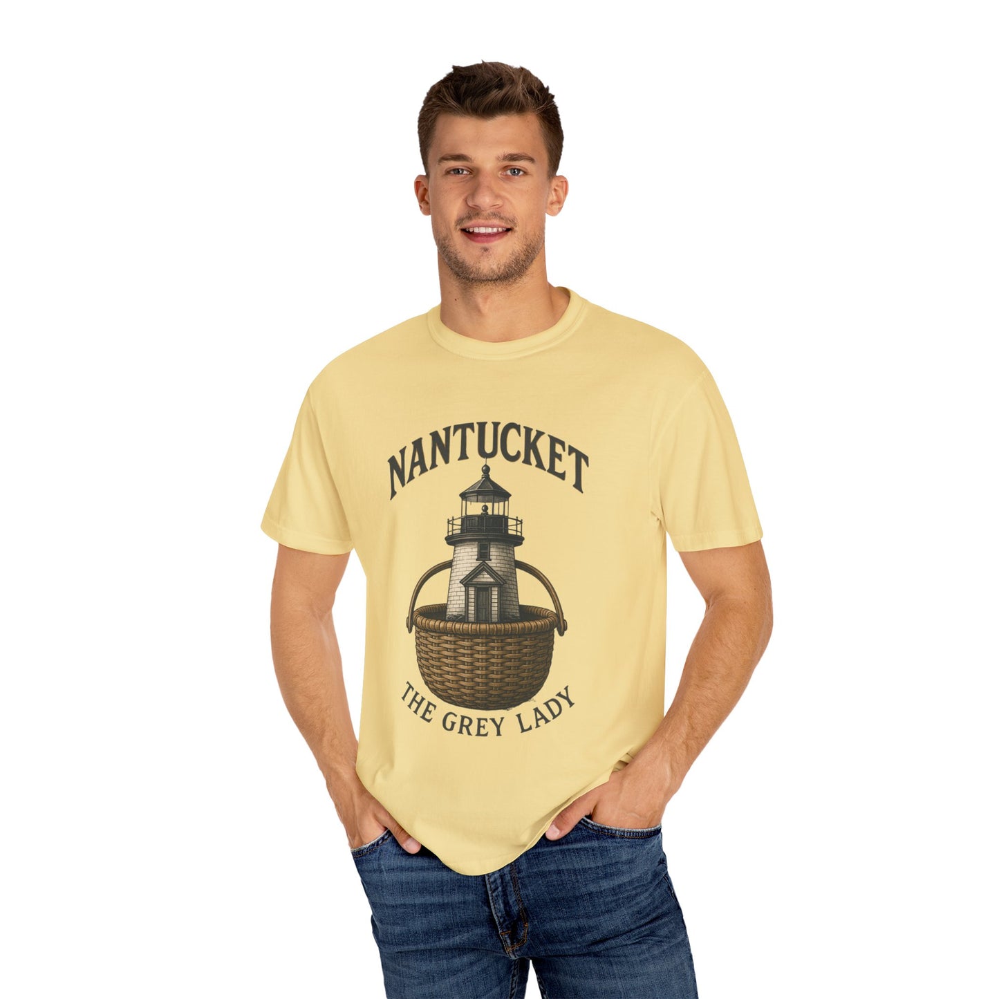 Nantucket Lighthouse Graphic Tee, Unisex Casual T-Shirt, Summer Wardrobe Essential, Beach Vacation Outfit, Coastal Living Apparel