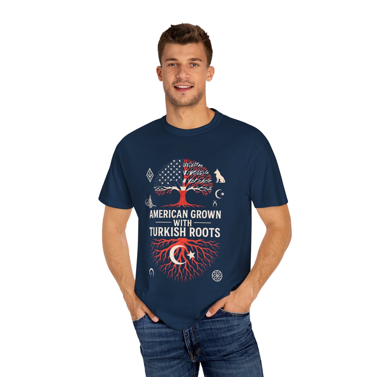 American Grown with Turkish Roots Unisex T-shirt, Heritage Shirt, Cultural Pride Tee, Gift for Immigrants, Family Reunion Apparel