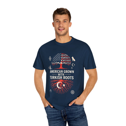 American Grown with Turkish Roots Unisex T-shirt, Heritage Shirt, Cultural Pride Tee, Gift for Immigrants, Family Reunion Apparel