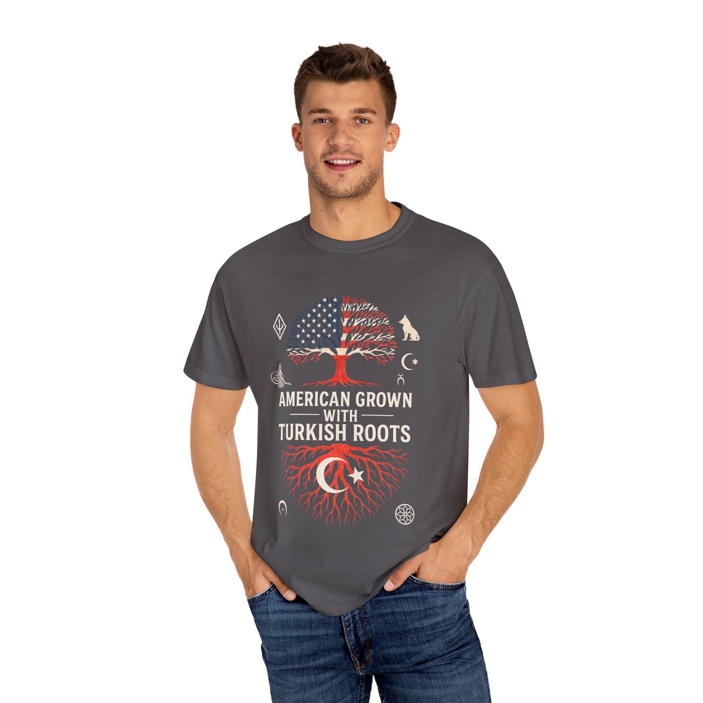 American Grown with Turkish Roots Unisex T-shirt, Heritage Shirt, Cultural Pride Tee, Gift for Immigrants, Family Reunion Apparel
