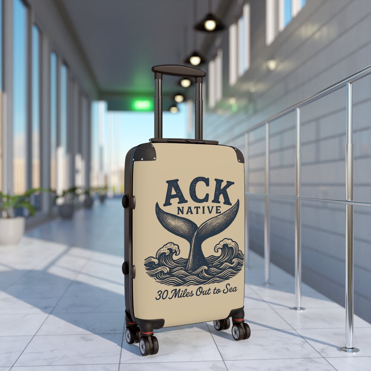 ACK Native Whale Tail Suitcase – Nautical Travel Luggage for Nantucket Lovers, Coastal Trips & Ocean-Inspired Adventures