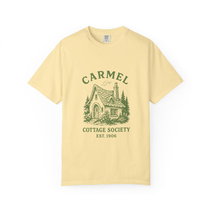 Carmel By The Sea Cottage Society T-Shirt – Vintage Fairy Tale Design, Unisex Tee for Dreamers & Nature Lovers