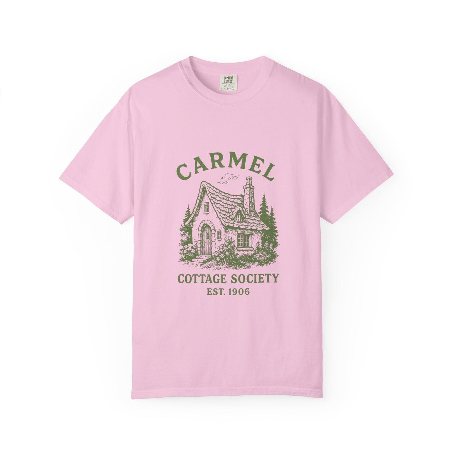 Carmel By The Sea Cottage Society T-Shirt – Vintage Fairy Tale Design, Unisex Tee for Dreamers & Nature Lovers