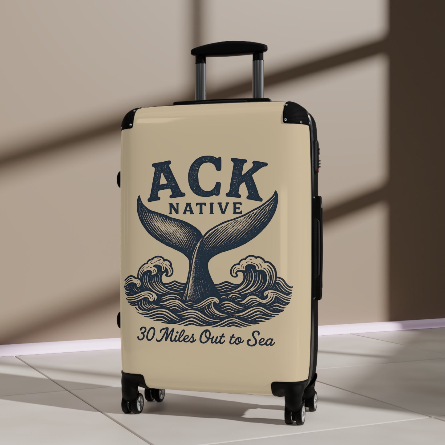 ACK Native Whale Tail Suitcase – Nautical Travel Luggage for Nantucket Lovers, Coastal Trips & Ocean-Inspired Adventures