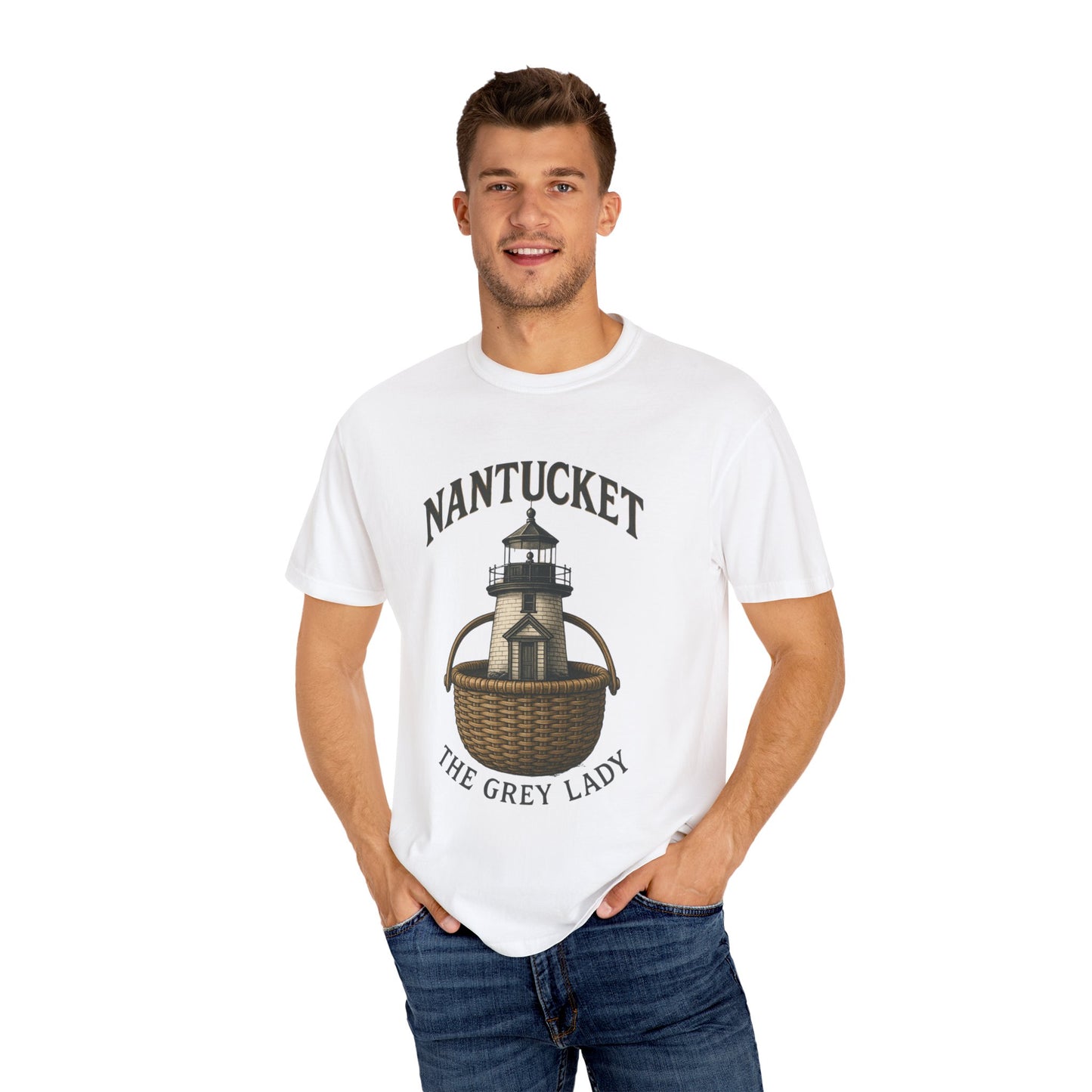 Nantucket Lighthouse Graphic Tee, Unisex Casual T-Shirt, Summer Wardrobe Essential, Beach Vacation Outfit, Coastal Living Apparel