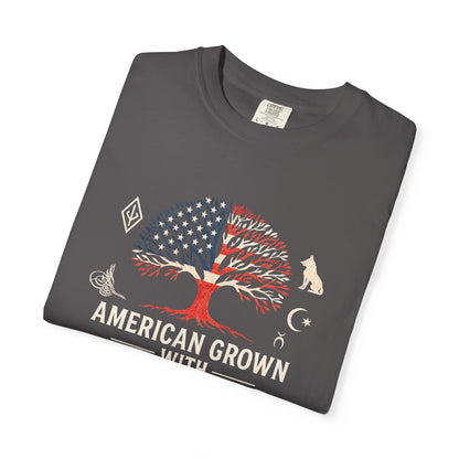 American Grown with Turkish Roots Unisex T-shirt, Heritage Shirt, Cultural Pride Tee, Gift for Immigrants, Family Reunion Apparel