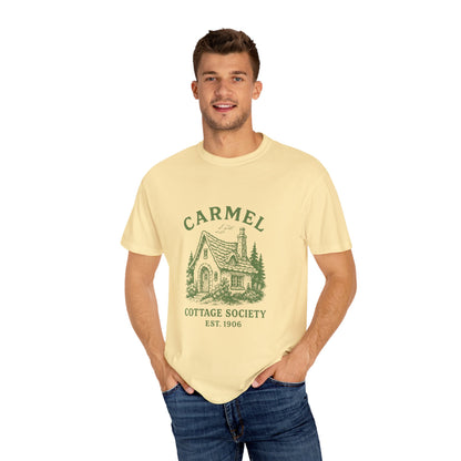 Carmel By The Sea Cottage Society T-Shirt – Vintage Fairy Tale Design, Unisex Tee for Dreamers & Nature Lovers