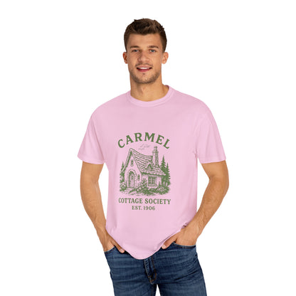 Carmel By The Sea Cottage Society T-Shirt – Vintage Fairy Tale Design, Unisex Tee for Dreamers & Nature Lovers