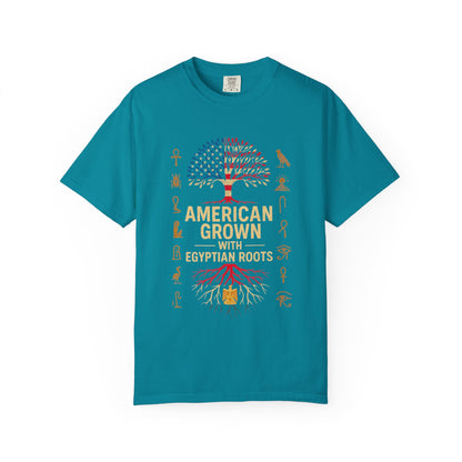 American Grown With Egyptian Roots Unisex T-Shirt, Heritage Tee, Gift for Culture Lovers, Casual Wear, Mom Dad Gift, Nature Graphic Shirt
