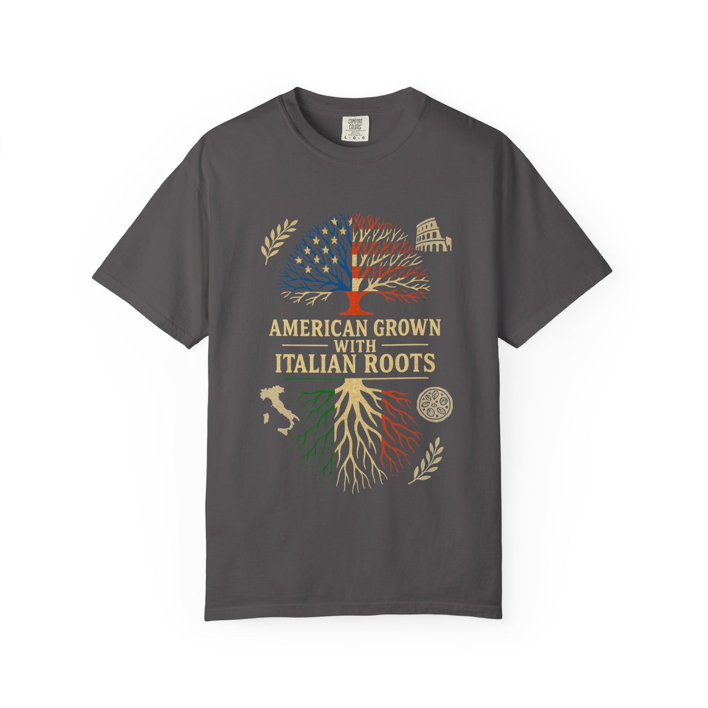 American Grown With Italian Roots Unisex T-Shirt, Comfortable Graphic Tee, Gift for Nature Lovers, Tree Design Apparel, Perfect for Every Occasion