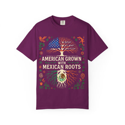 Cultural Roots Unisex T-shirt, American Grown with Mexican Roots Tee, Heritage Apparel, Eco-friendly Gift, Casual Wear, Holiday Celebration