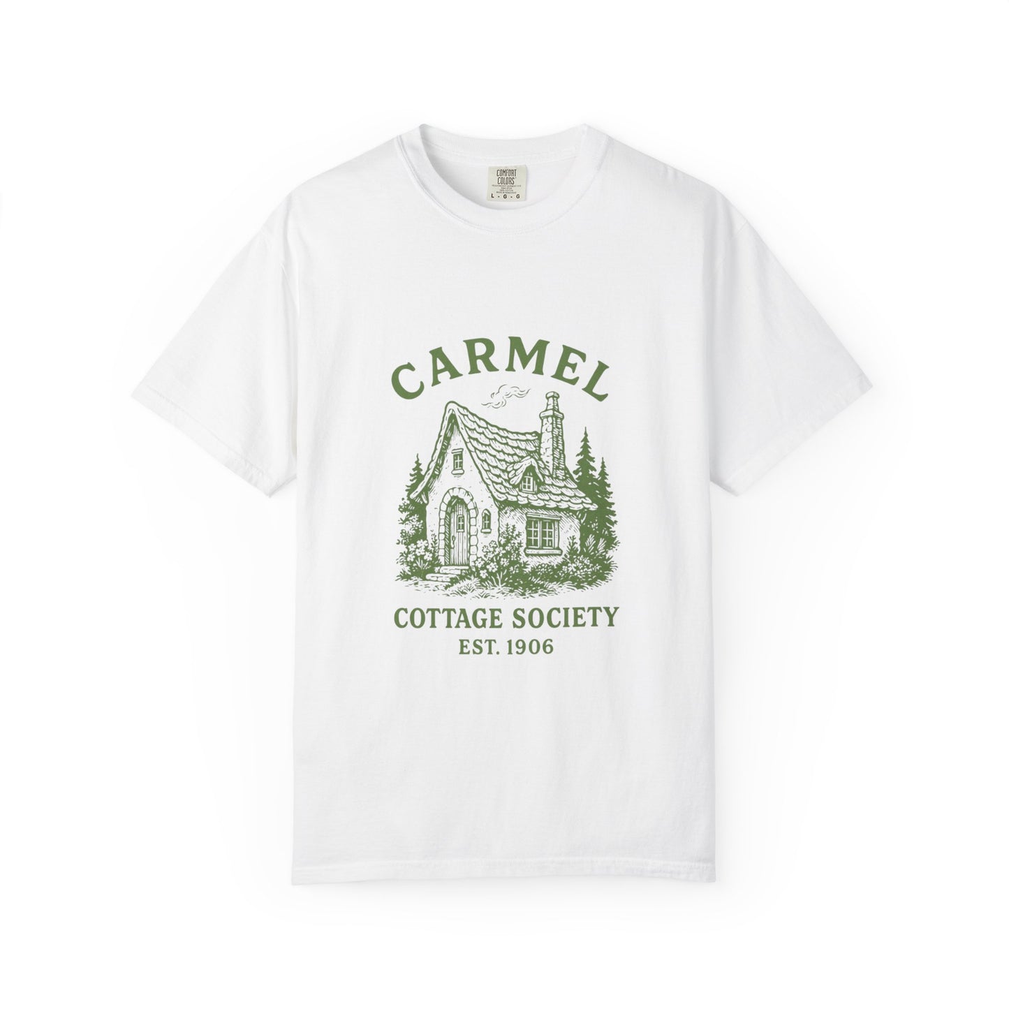 Carmel By The Sea Cottage Society T-Shirt – Vintage Fairy Tale Design, Unisex Tee for Dreamers & Nature Lovers