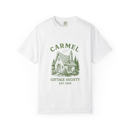 Carmel By The Sea Cottage Society T-Shirt – Vintage Fairy Tale Design, Unisex Tee for Dreamers & Nature Lovers