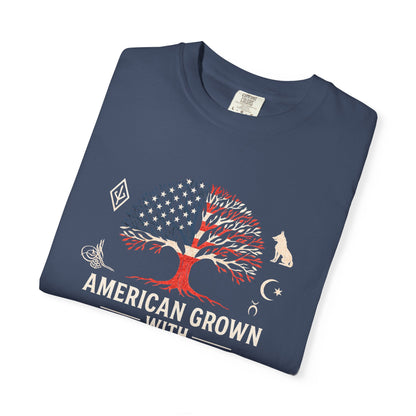 American Grown with Turkish Roots Unisex T-shirt, Heritage Shirt, Cultural Pride Tee, Gift for Immigrants, Family Reunion Apparel