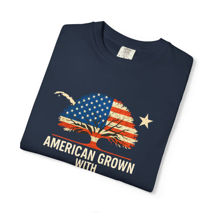 American Grown Cuban Roots T-shirt - Unisex Garment-Dyed Tee, Perfect for Independence Day, Cultural Celebrations, Casual Wear