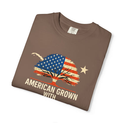 American Grown Cuban Roots T-shirt - Unisex Garment-Dyed Tee, Perfect for Independence Day, Cultural Celebrations, Casual Wear