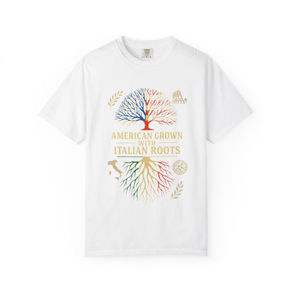 American Grown With Italian Roots Unisex T-Shirt, Comfortable Graphic Tee, Gift for Nature Lovers, Tree Design Apparel, Perfect for Every Occasion
