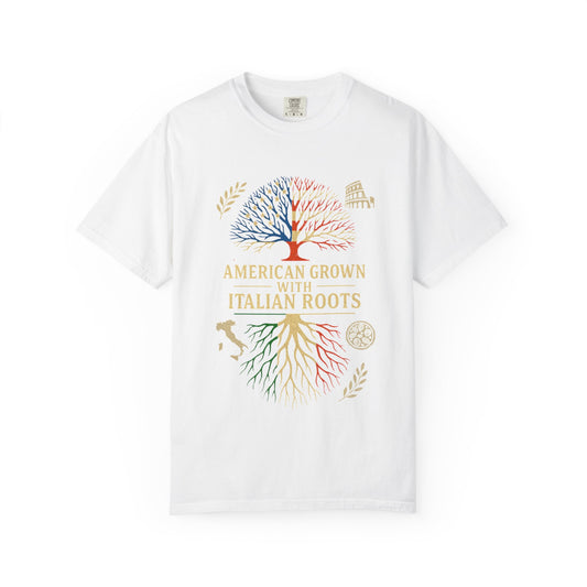American Grown With Italian Roots Unisex T-Shirt, Comfortable Graphic Tee, Gift for Nature Lovers, Tree Design Apparel, Perfect for Every Occasion