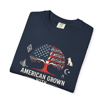 American Grown with Turkish Roots Unisex T-shirt, Heritage Shirt, Cultural Pride Tee, Gift for Immigrants, Family Reunion Apparel