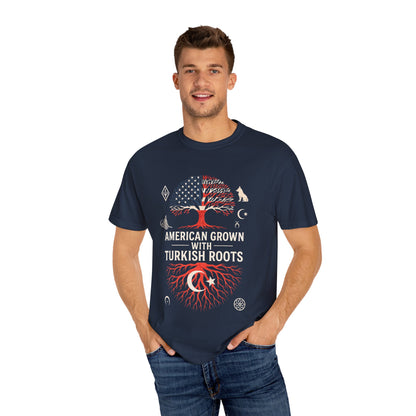 American Grown with Turkish Roots Unisex T-shirt, Heritage Shirt, Cultural Pride Tee, Gift for Immigrants, Family Reunion Apparel