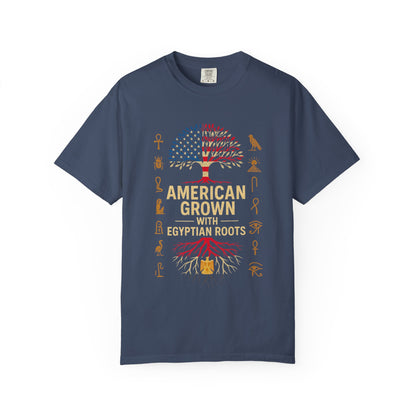 American Grown With Egyptian Roots Unisex T-Shirt, Heritage Tee, Gift for Culture Lovers, Casual Wear, Mom Dad Gift, Nature Graphic Shirt
