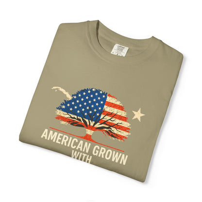 American Grown Cuban Roots T-shirt - Unisex Garment-Dyed Tee, Perfect for Independence Day, Cultural Celebrations, Casual Wear