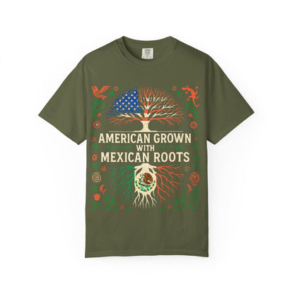 Cultural Roots Unisex T-shirt, American Grown with Mexican Roots Tee, Heritage Apparel, Eco-friendly Gift, Casual Wear, Holiday Celebration