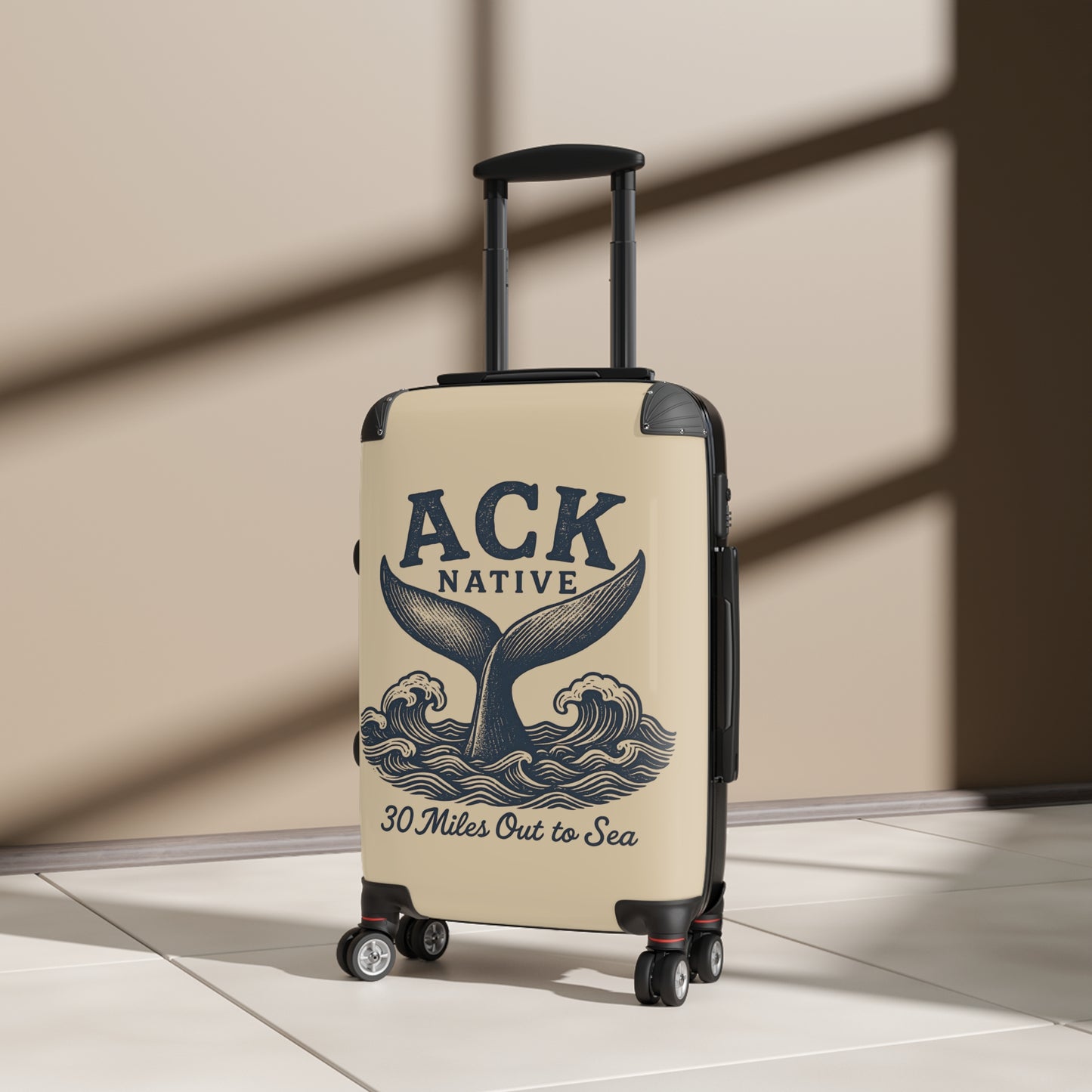 ACK Native Whale Tail Suitcase – Nautical Travel Luggage for Nantucket Lovers, Coastal Trips & Ocean-Inspired Adventures
