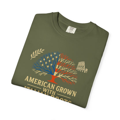 American Grown With Italian Roots Unisex T-Shirt, Comfortable Graphic Tee, Gift for Nature Lovers, Tree Design Apparel, Perfect for Every Occasion