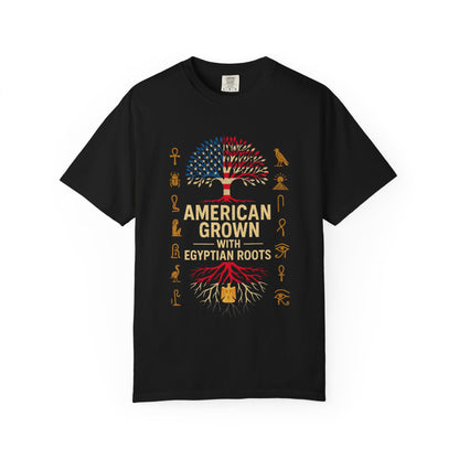 American Grown With Egyptian Roots Unisex T-Shirt, Heritage Tee, Gift for Culture Lovers, Casual Wear, Mom Dad Gift, Nature Graphic Shirt