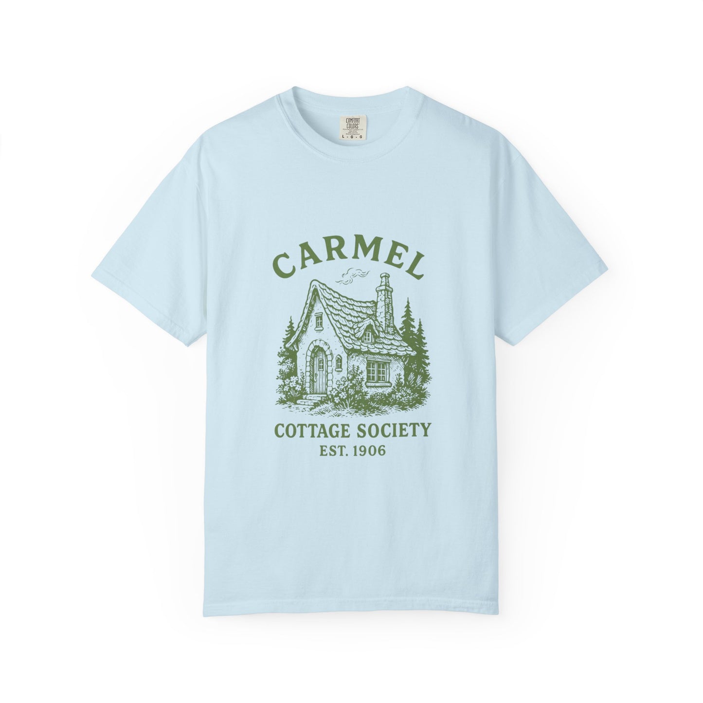 Carmel By The Sea Cottage Society T-Shirt – Vintage Fairy Tale Design, Unisex Tee for Dreamers & Nature Lovers